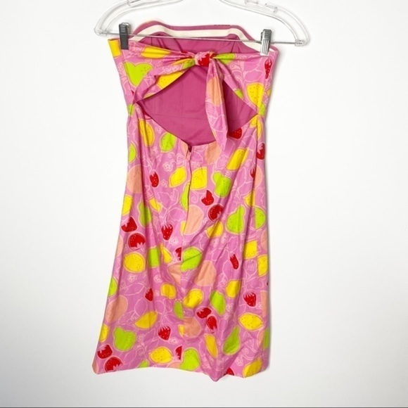 Lilly Pulitzer Pink 100% Cotton Strapless Fruit Dress Size 2 - Picture 2 of 5